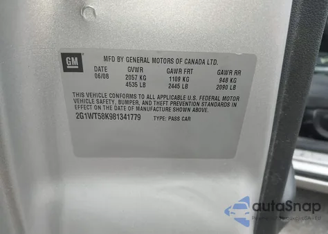 2008 Chevrolet Impala Lt из США, поврежденный, VIN 2G1WT58K981341779